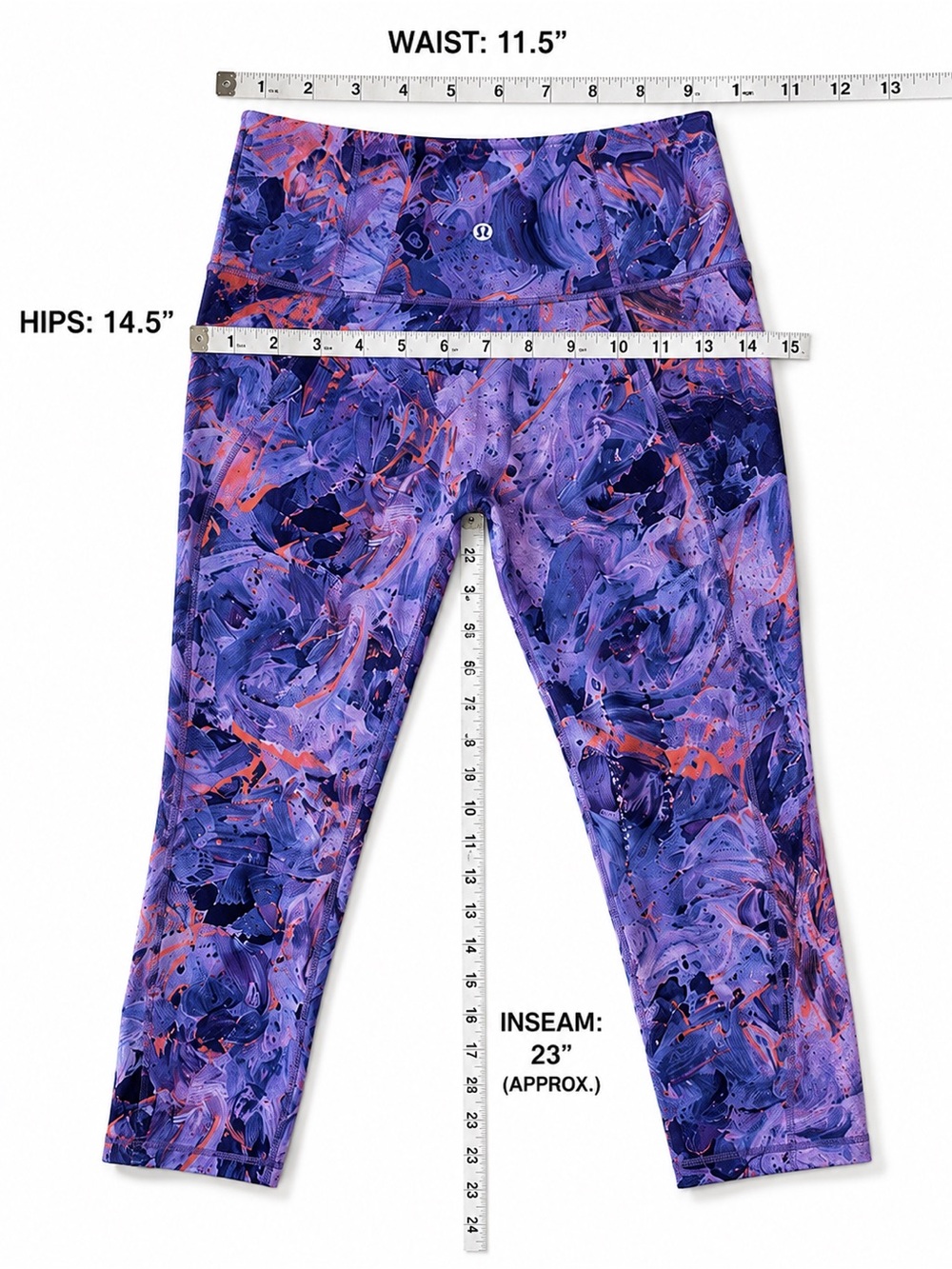 Lululemon Base Pace High Rise Crop 23” Atmospheric Purple Multi Size 4 - Picture 6 of 6